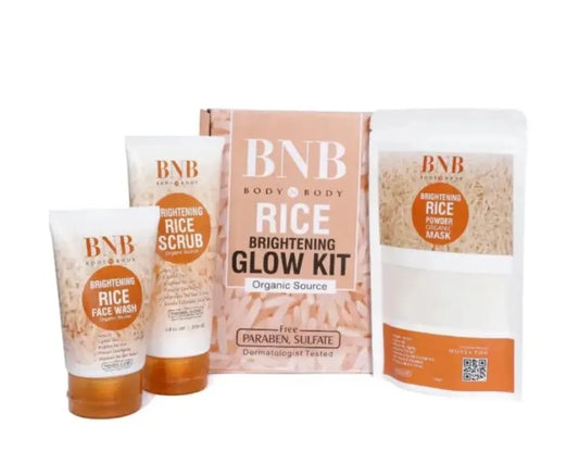 3 in 1 Brightening Glow Kit Rice Scrub Face Wash + Mask